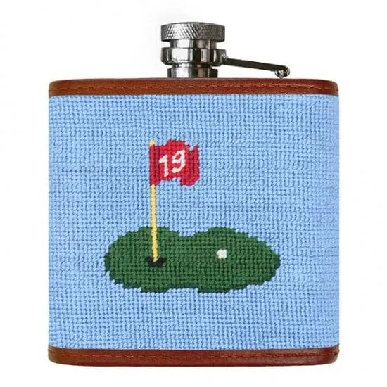 Beverage Cart Needlepoint Flask