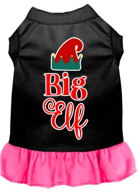 Big Elf Screen Print Dog Dress Black With Bright Pink Xxxl
