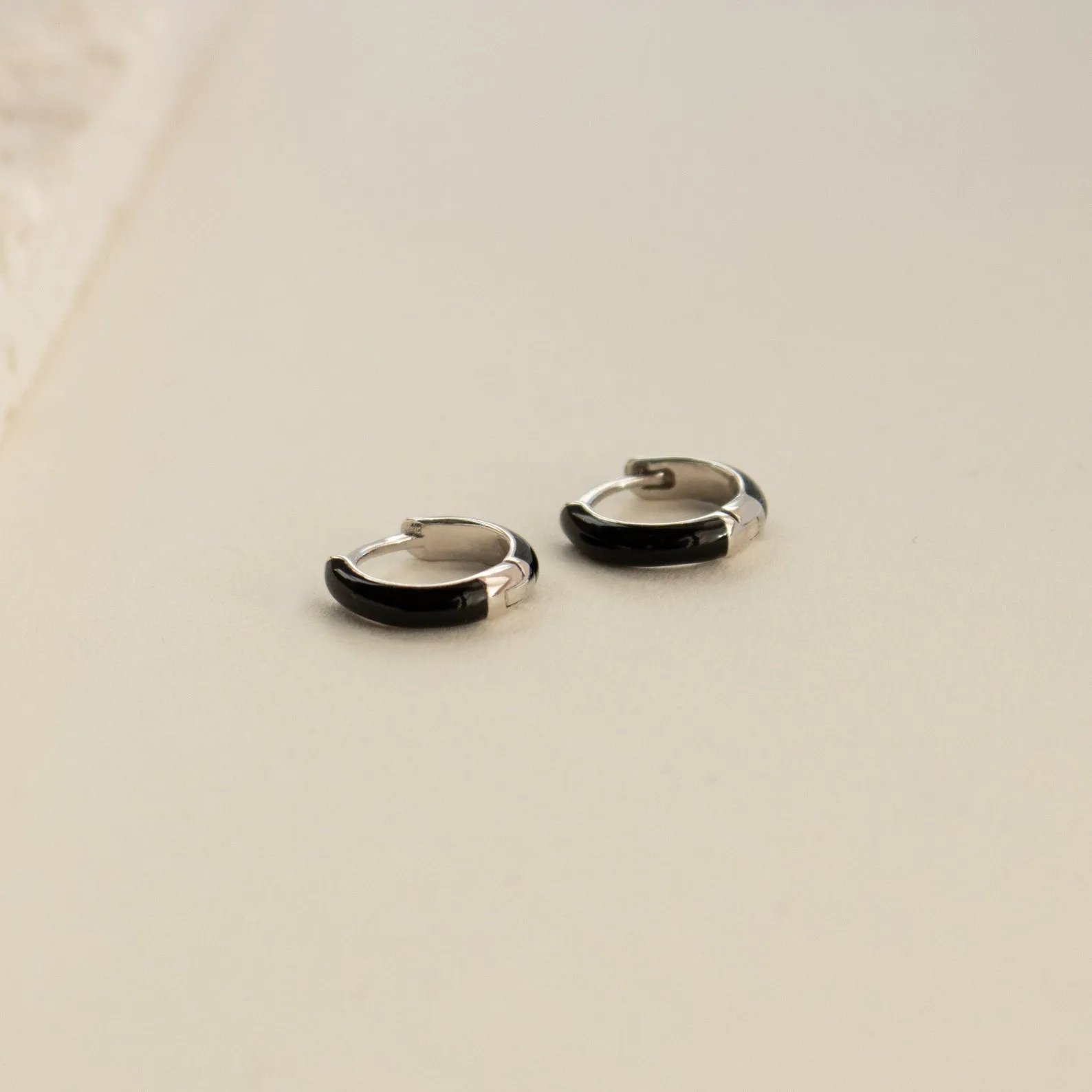 Black Enamel Huggies