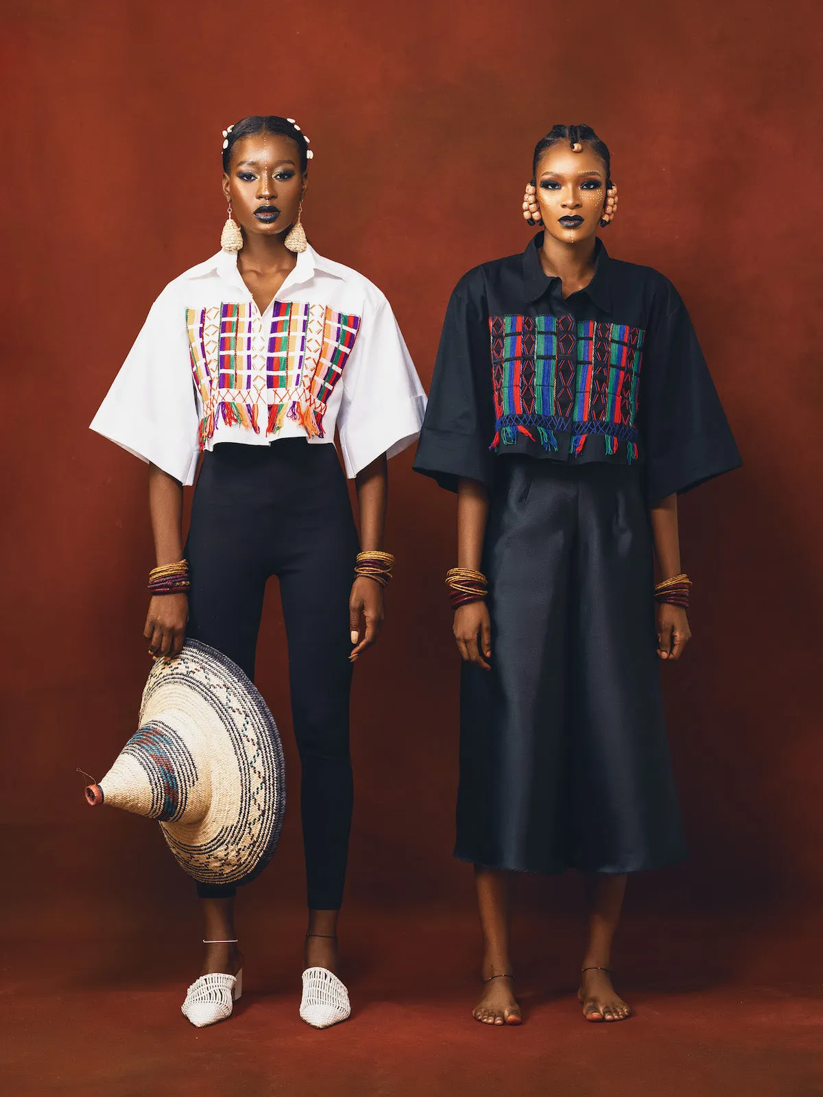 Elegant Black Fulani Embroidered Crop Top with Intricate Detailing