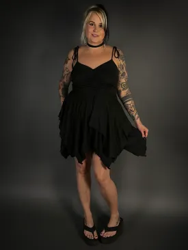 Black Stretch Goth Fairy Dress with Spaghetti Straps