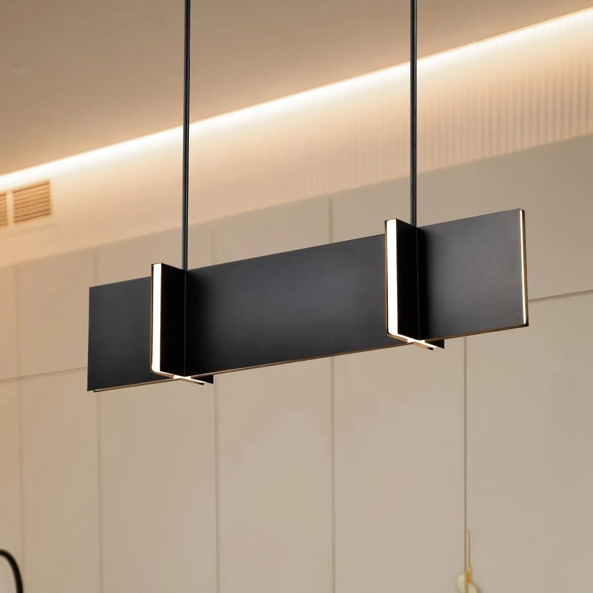 Blaine 37" LED Kitchen Island Pendant Light, Matte Black Finish