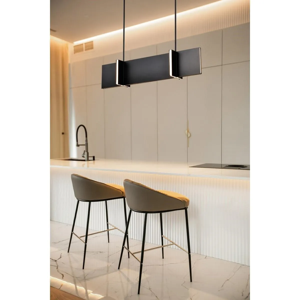 Blaine 37" LED Kitchen Island Pendant Light, Matte Black Finish