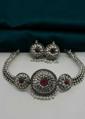 BLOSSOM OXIDISED CHOKER