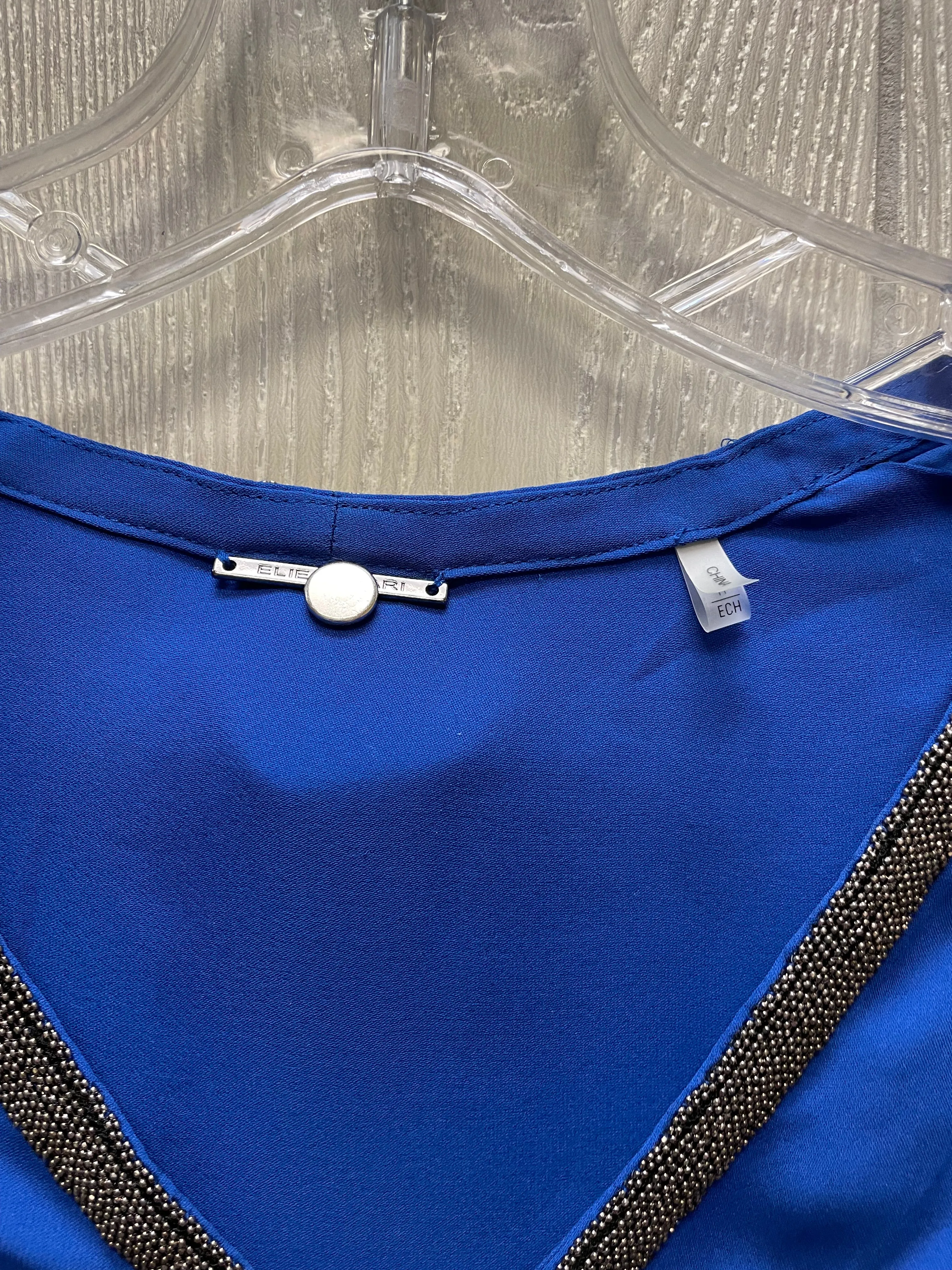 Blouse Ls By Elie Tahari In Blue & Silver, Size:Xs