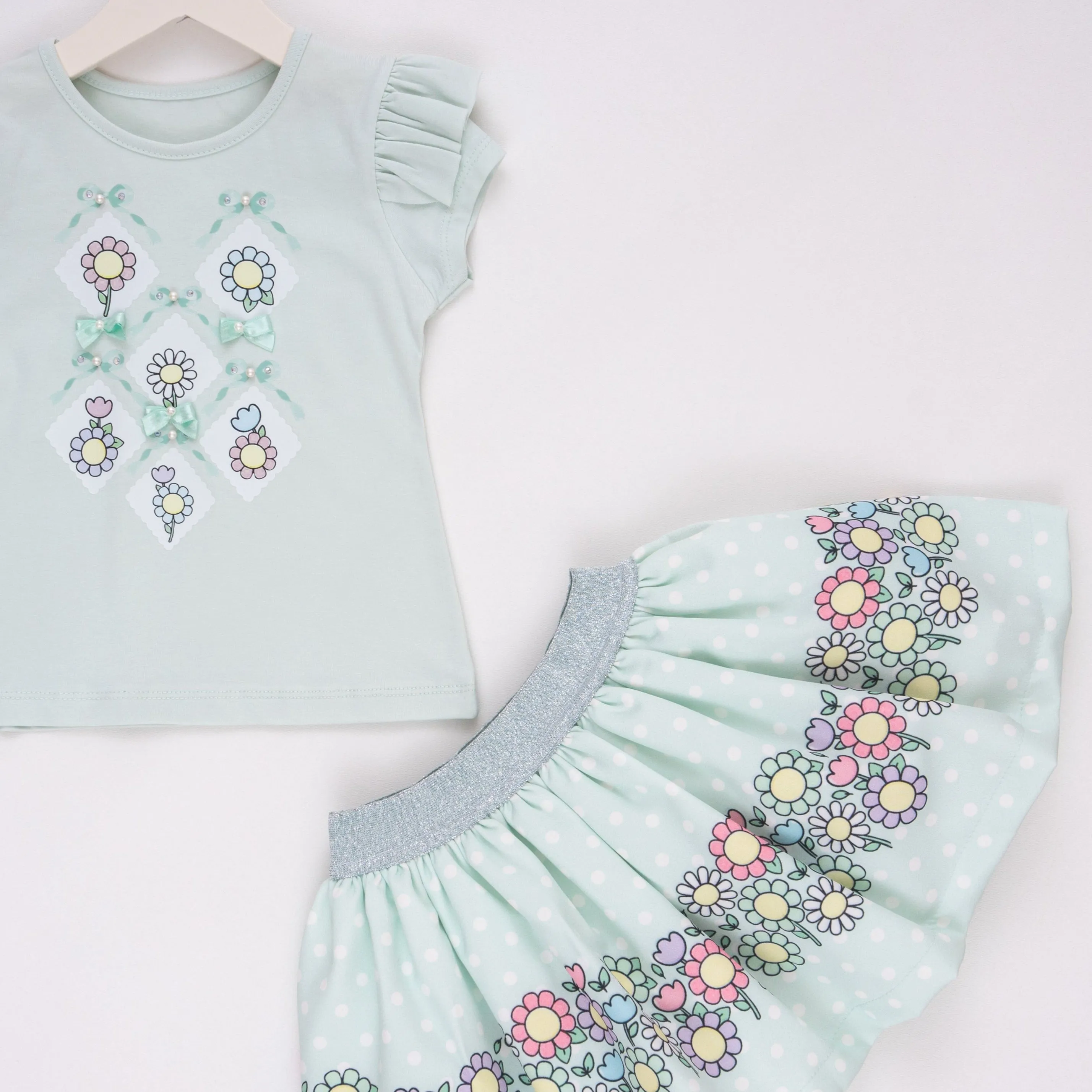 Blue Blossom Girl Skirt Set