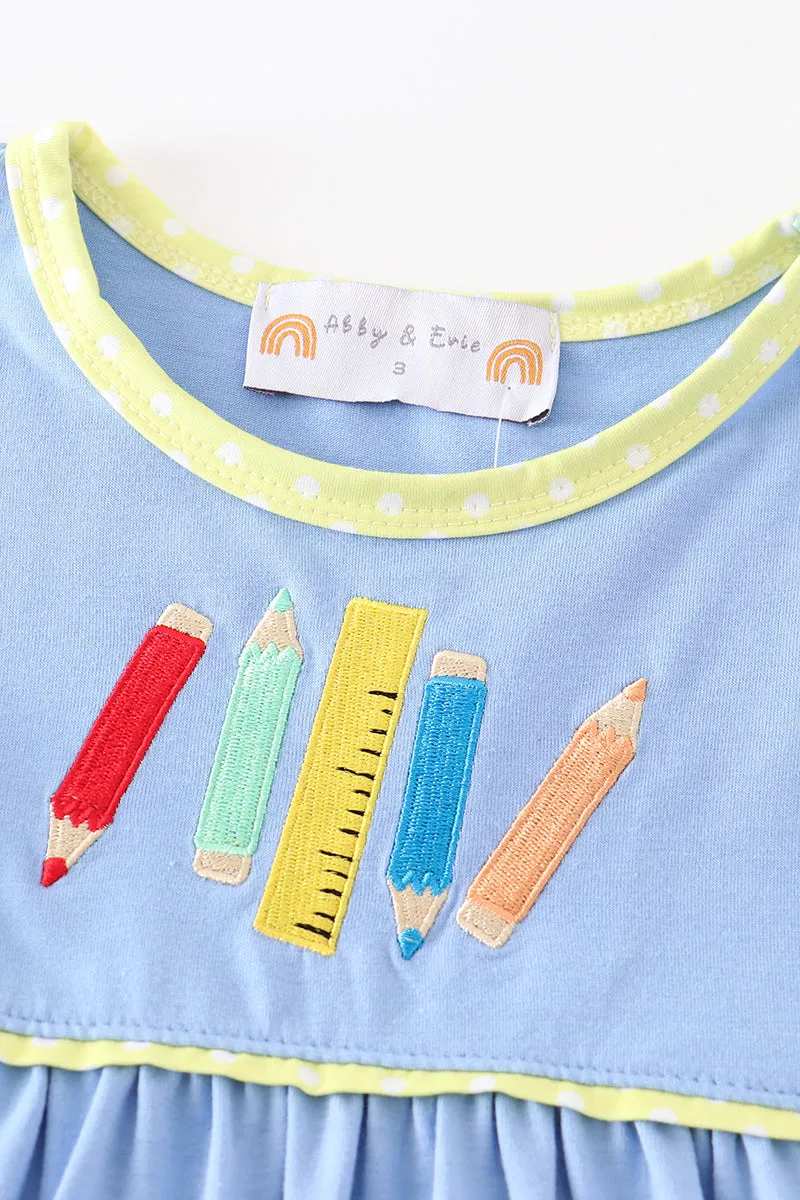 Blue crayon embroidery dress
