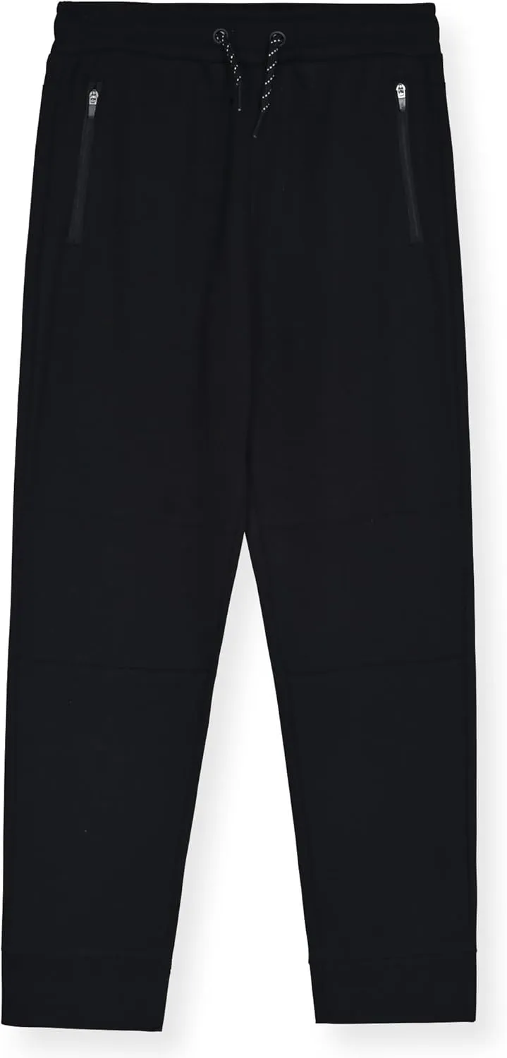 Boys 2-Pack Fleece Jogger Sweatpants with Zipper Pockets Pull on Pants for Kids