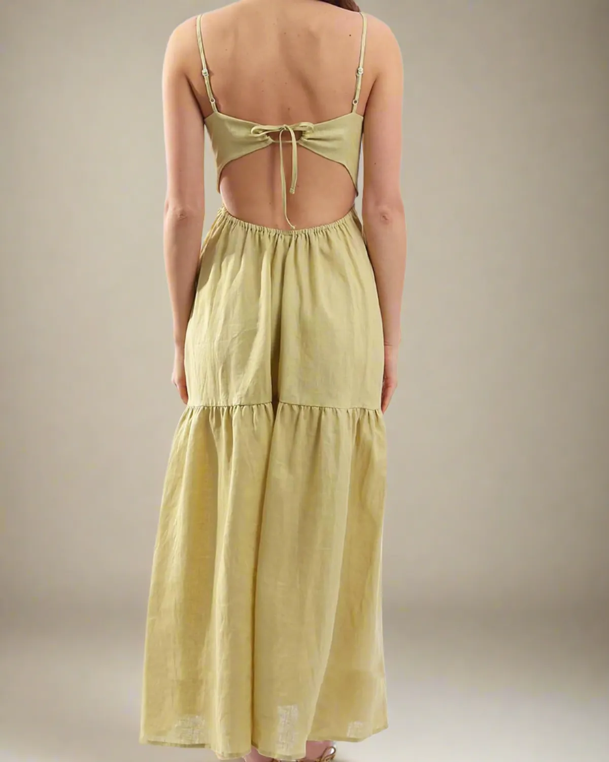 Brisa Yellow Maxi Linen Summer Dress