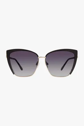 Brunch Date Square Black Gold Sunglasses