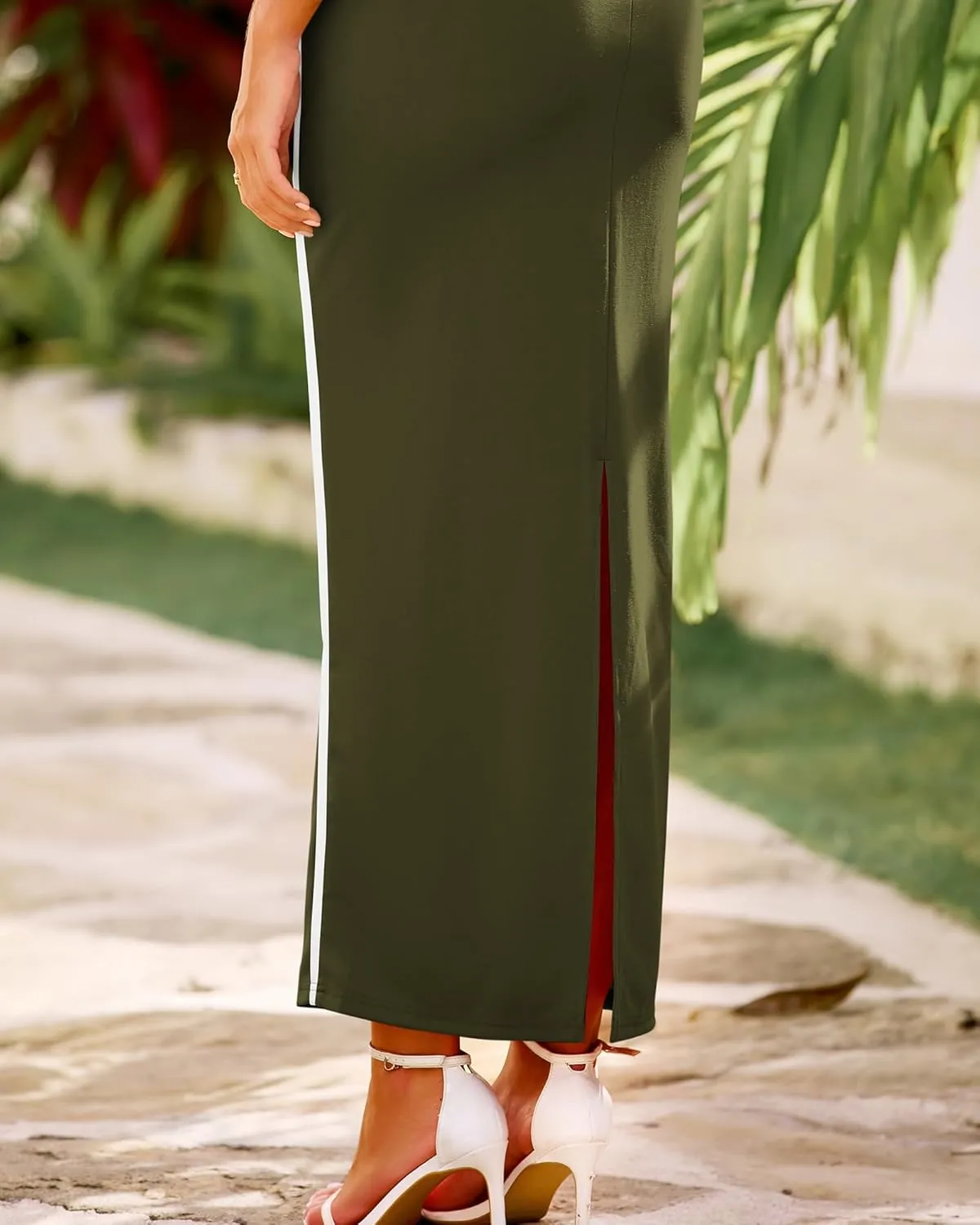 BTFBM Women Maxi Bodycon Dresses Square Neck Sleeveless Contrast Binding Split Cocktail Party Club Tank Long Dress 2025