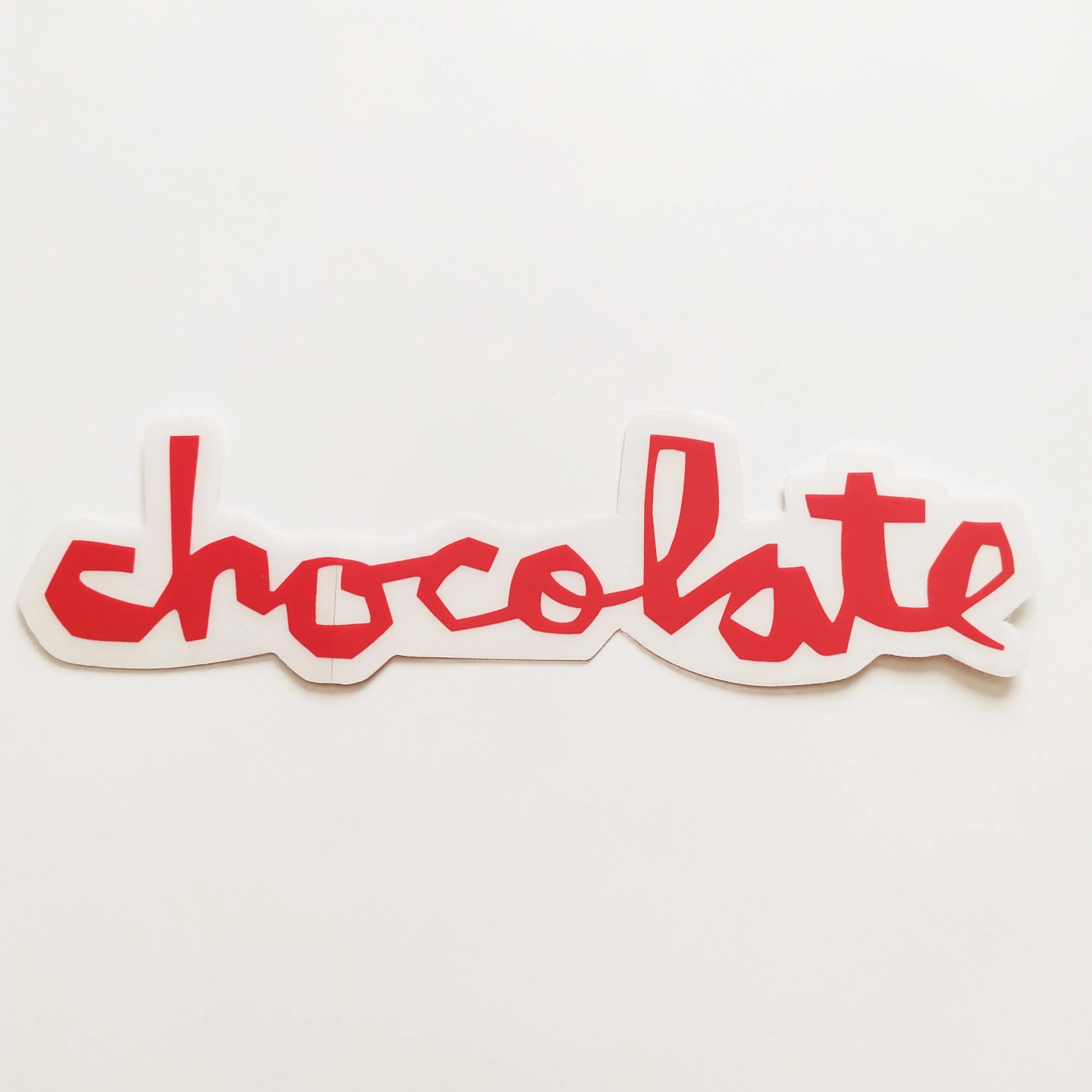 Chocolate Chunk Logo Skateboard Sticker - Red - 8cm across approx