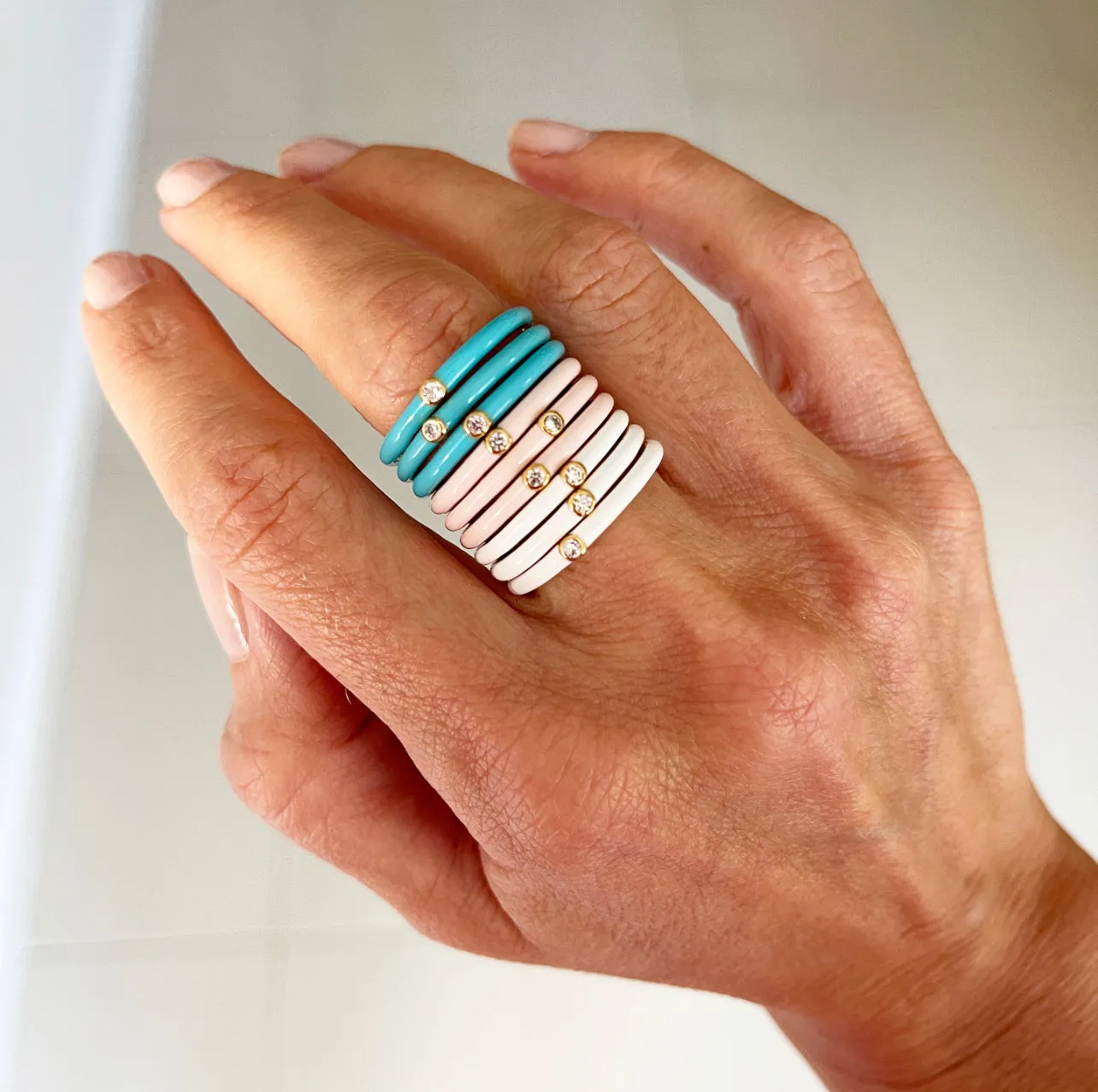 COCONUT ENAMEL STACKER RING