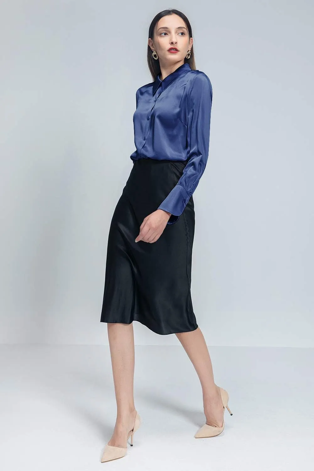COLD POSH Silk Blouses for Women Elegant Tops Summer Spring Shirts Mulberry Silk Button Down Shirt