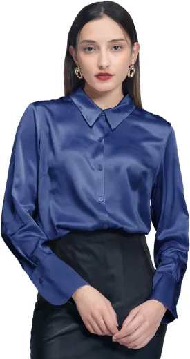 COLD POSH Silk Blouses for Women Elegant Tops Summer Spring Shirts Mulberry Silk Button Down Shirt