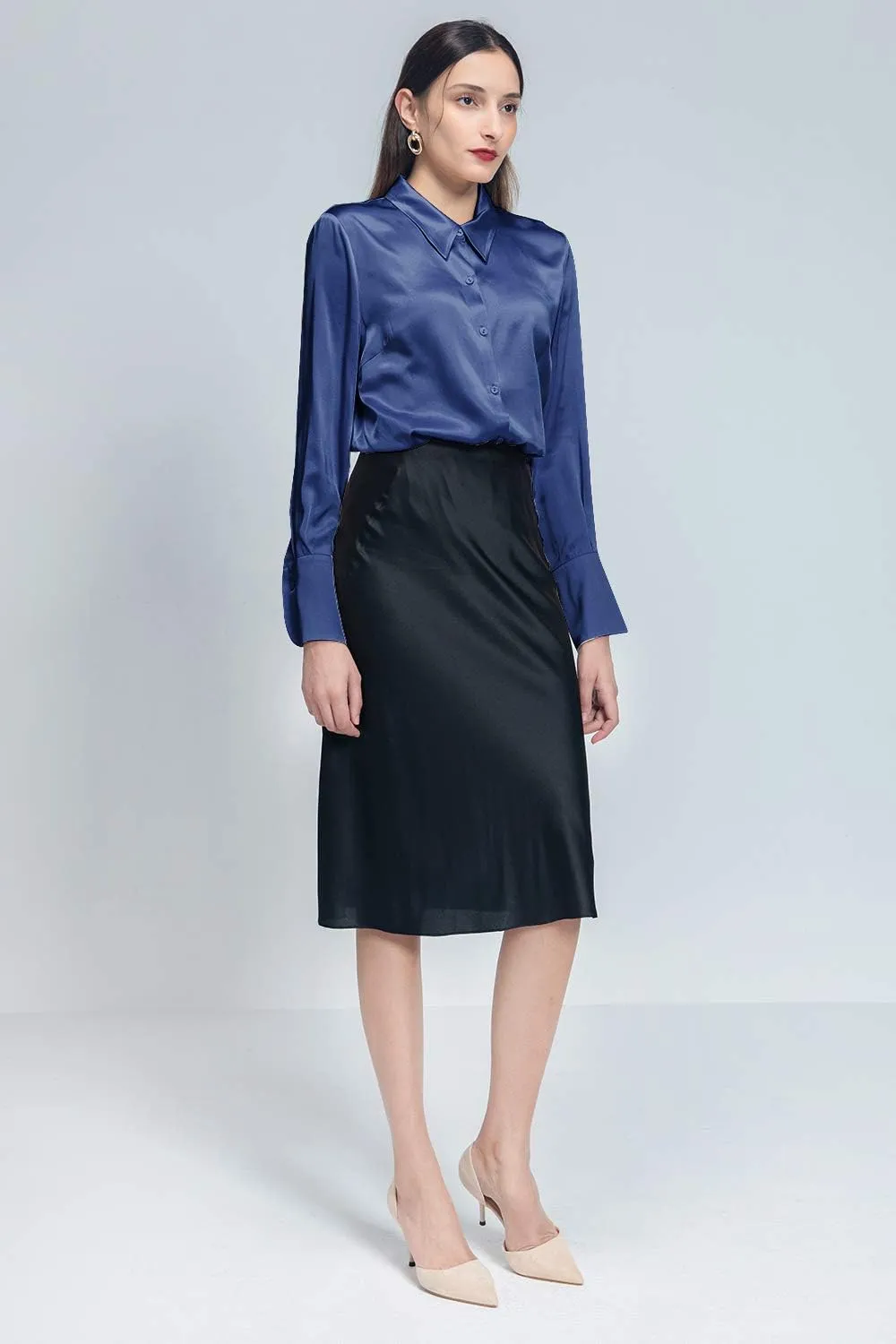 COLD POSH Silk Blouses for Women Elegant Tops Summer Spring Shirts Mulberry Silk Button Down Shirt