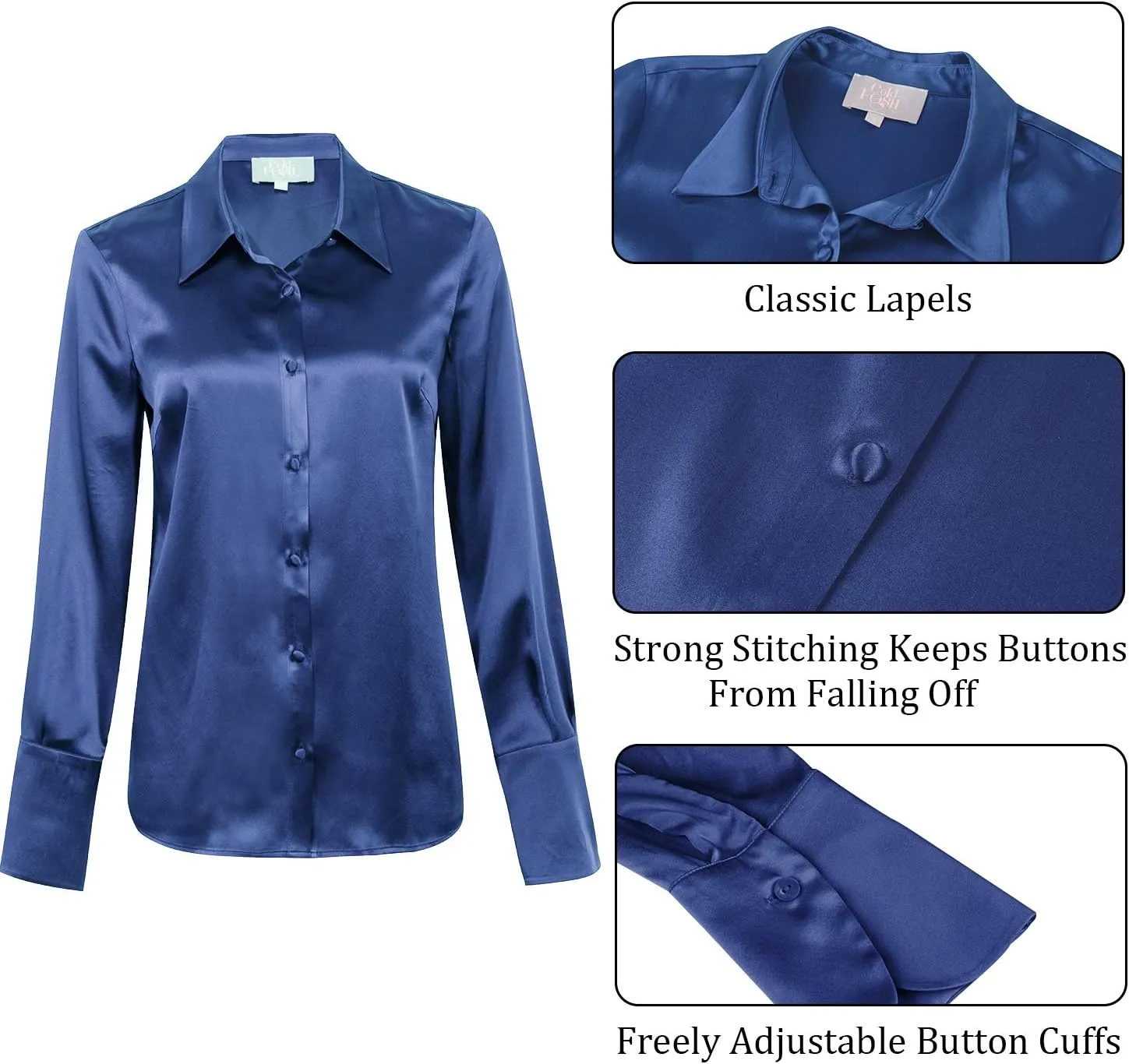 COLD POSH Silk Blouses for Women Elegant Tops Summer Spring Shirts Mulberry Silk Button Down Shirt
