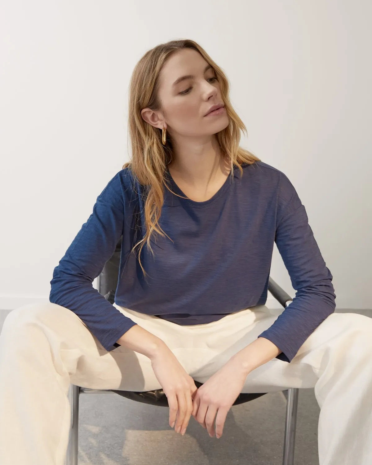 Cotton Slub Boyfriend Tee | Petrol