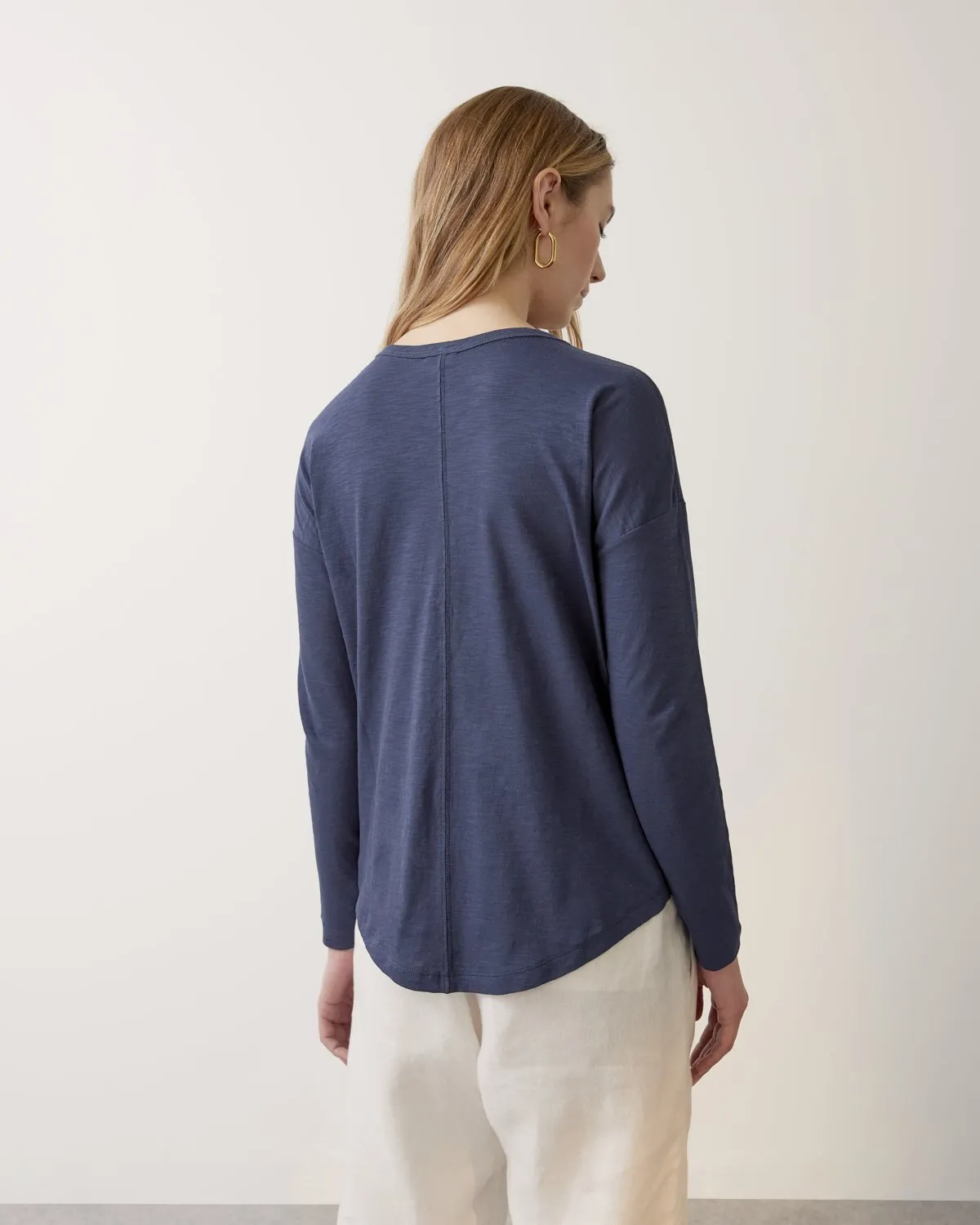 Cotton Slub Boyfriend Tee | Petrol