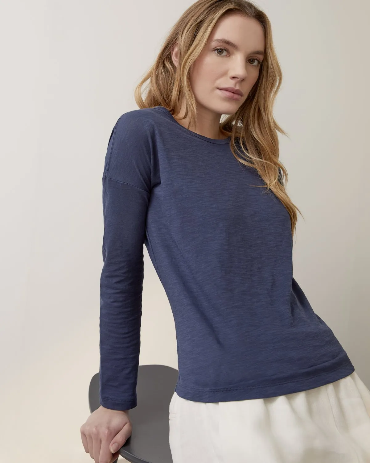 Cotton Slub Boyfriend Tee | Petrol