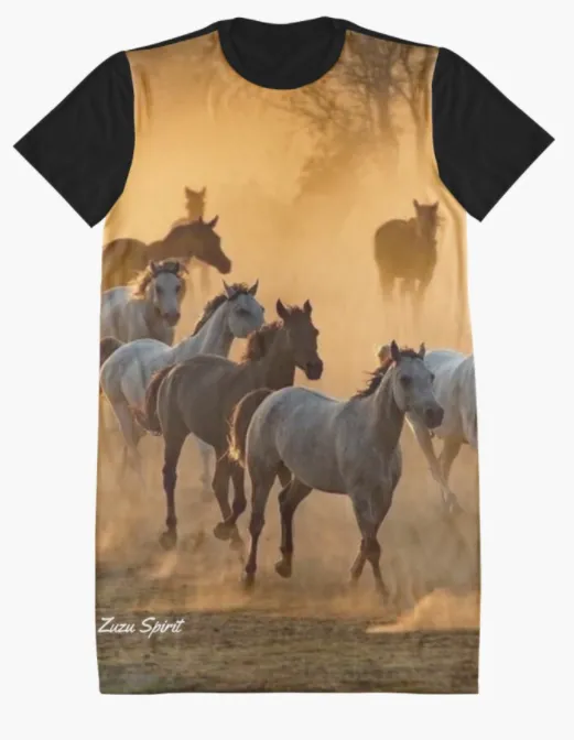 Cowgirl Kim Thundering Herd Graphic Tee Dress - Large Only
