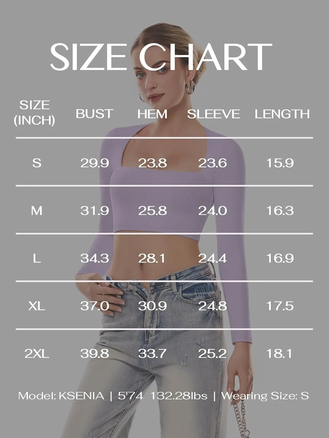 Cyanstyle Women's Sexy Square Neck Crop Tops Double Lined Long Sleeve Y2K Going Out T Shirts