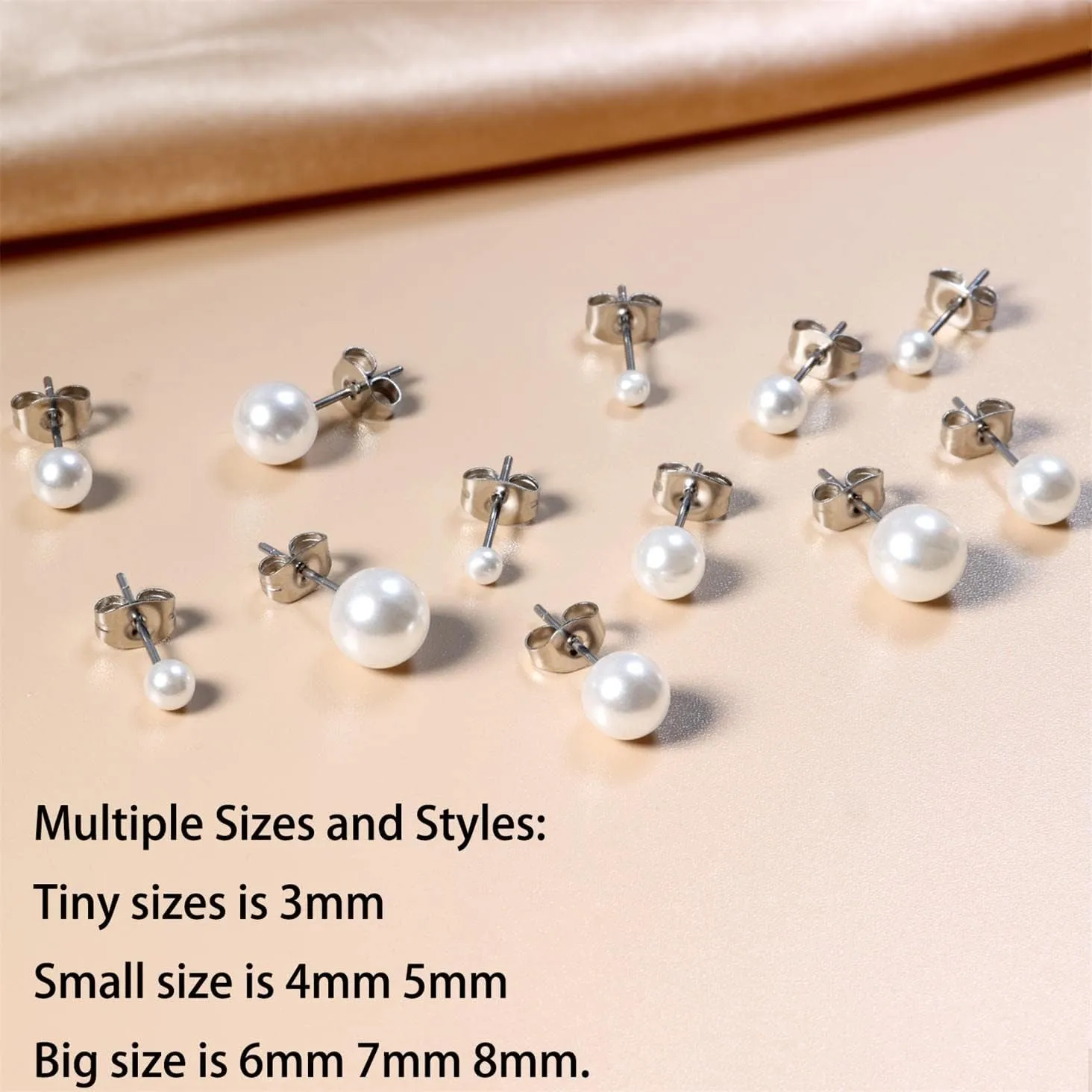Dainty Pearl Earrings for Women: Hypoallergenic 6 Pairs AAA  Quality Freshwater Cultured Pearl Earrings - Tiny to Big (3-8MM)