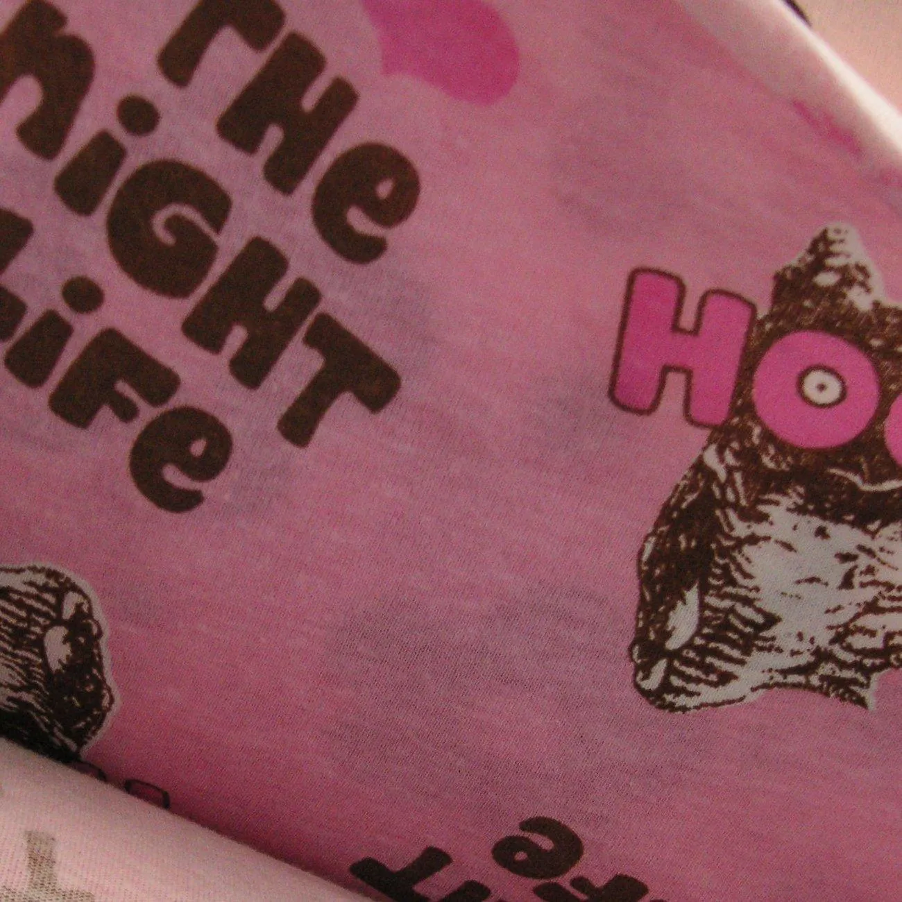 David & Goliath I love The Night Life-Hooters on Pink Cotton Jersey Fabric