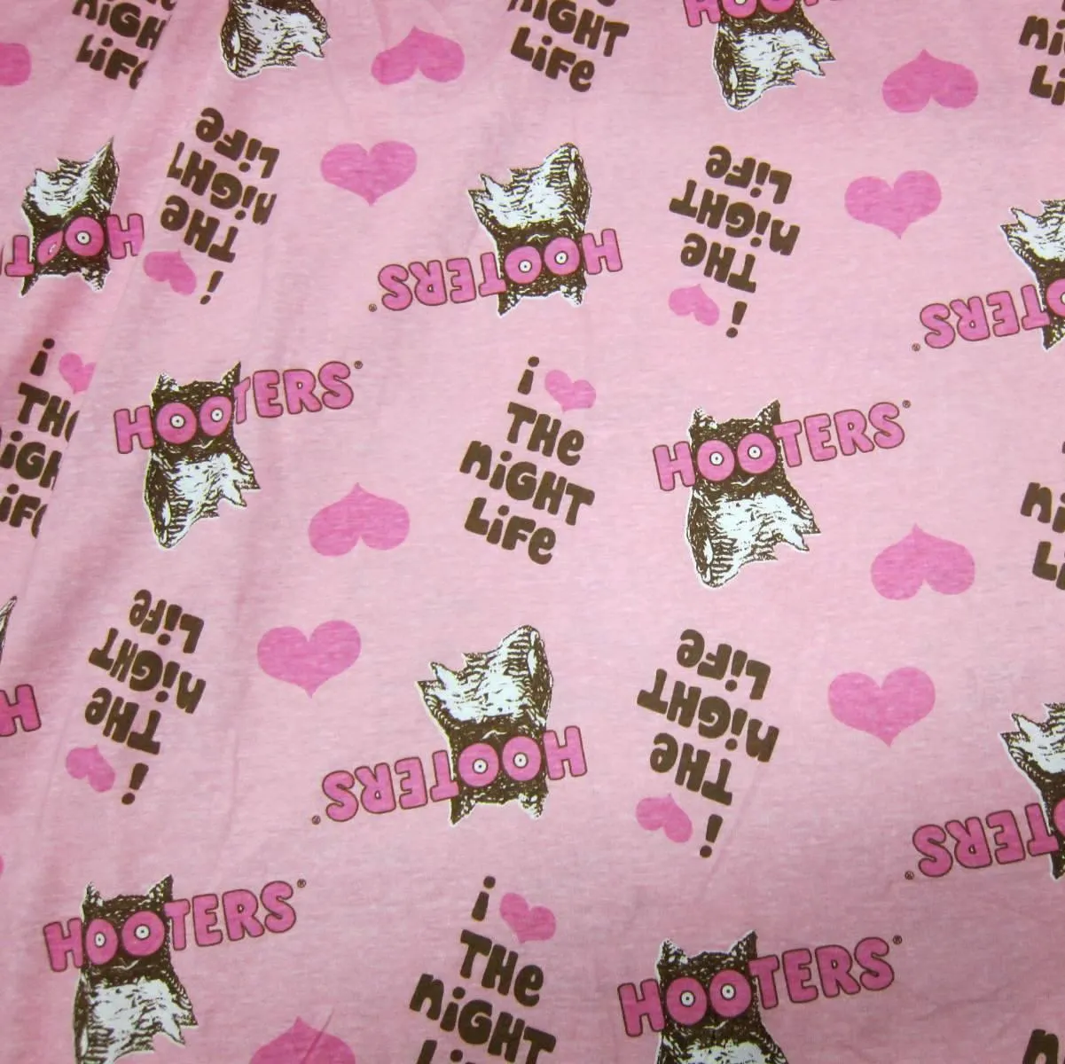 David & Goliath I love The Night Life-Hooters on Pink Cotton Jersey Fabric