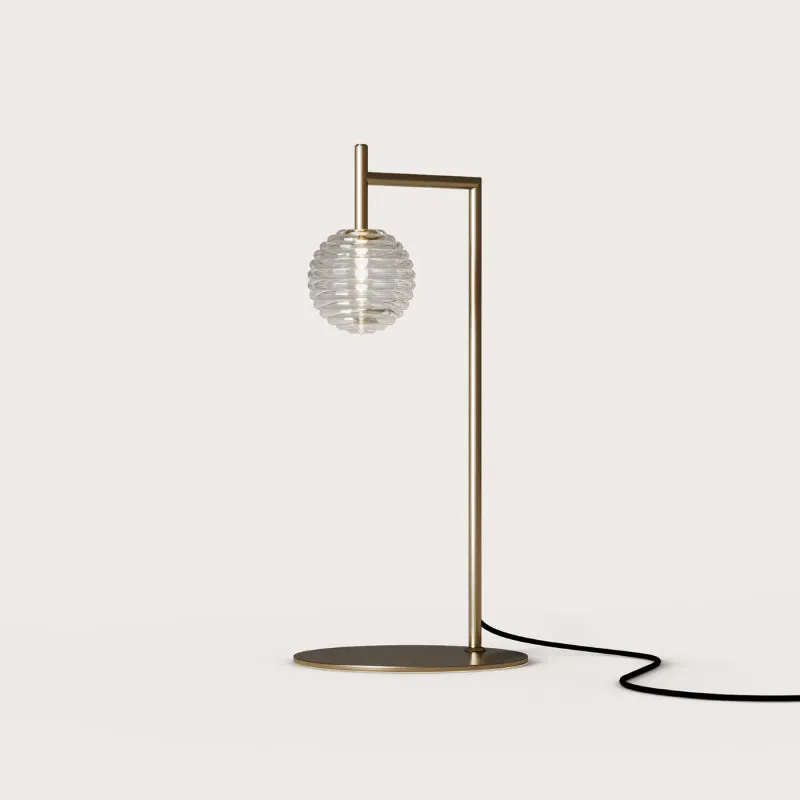 Delicate Ridged Glass Spherical Table Lamp