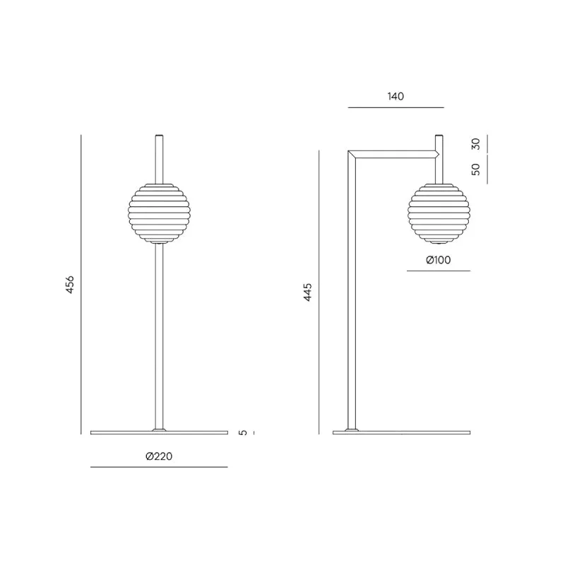 Delicate Ridged Glass Spherical Table Lamp