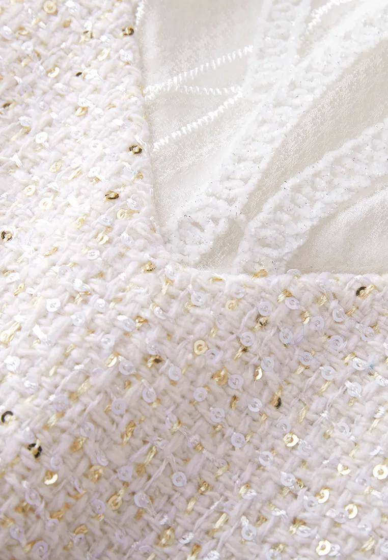 Dignified Cap-sleeve Patchwork-detail Dress