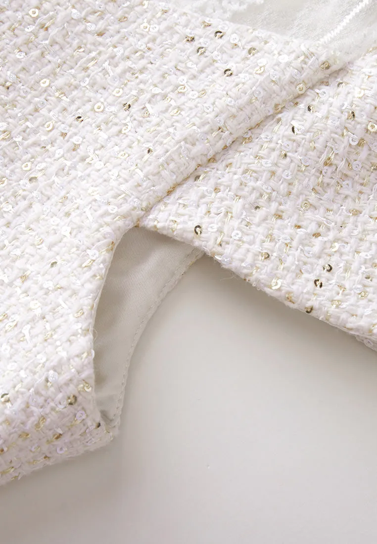 Dignified Cap-sleeve Patchwork-detail Dress