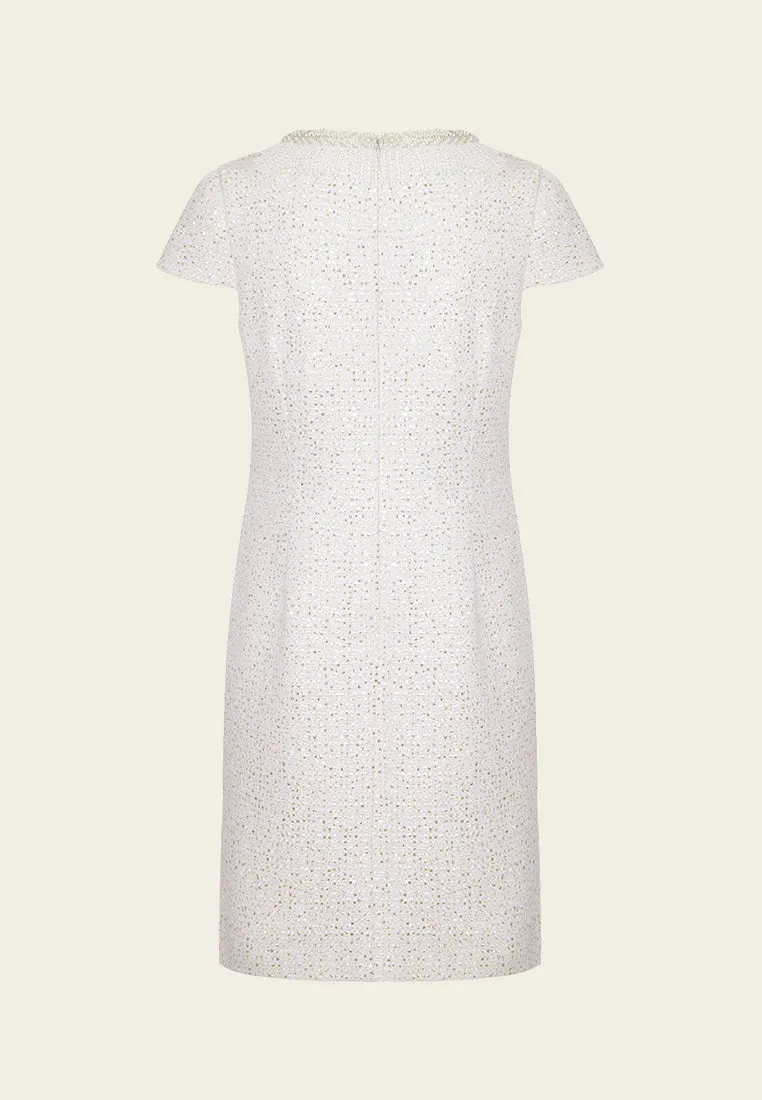 Dignified Cap-sleeve Patchwork-detail Dress