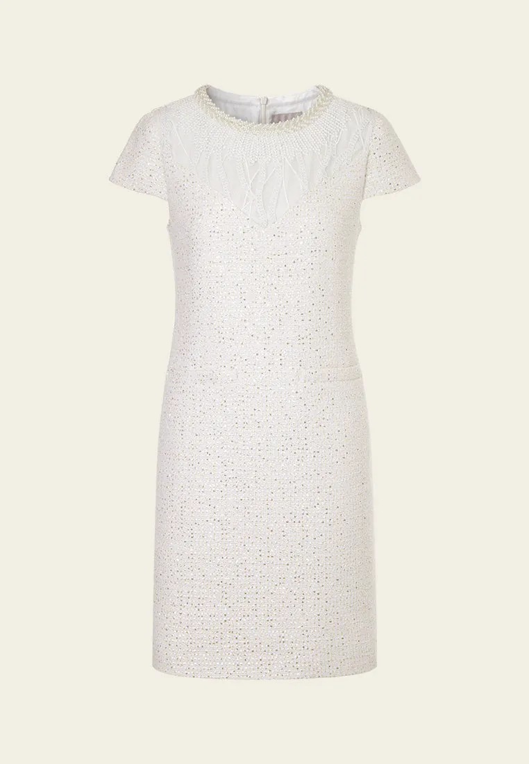 Dignified Cap-sleeve Patchwork-detail Dress