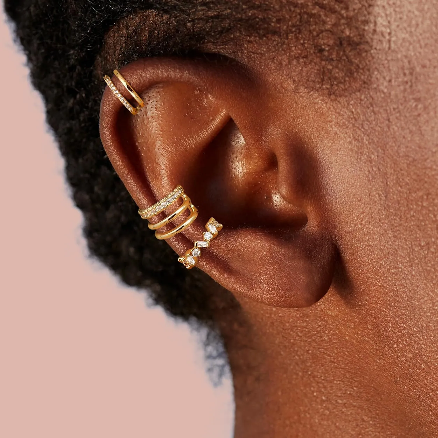 Dochais Ear Cuffs Non-Piercing Earrings for Women Cute Small Clip-On Cartilage Earring 14k Gold Plated Dainty Fake Piercings Earings