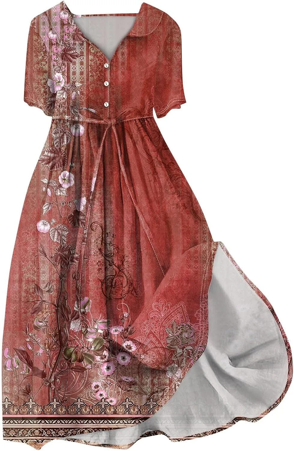 Dresses for Women 2025 Tie Swing Spring Summer Maxi Dress Short Sleeve Womens Summer