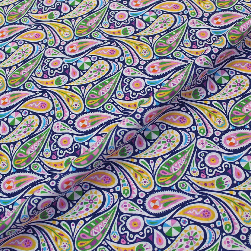 Dressmaking Paisley Cotton Lawn - Navy - Jagger