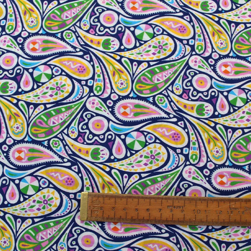 Dressmaking Paisley Cotton Lawn - Navy - Jagger