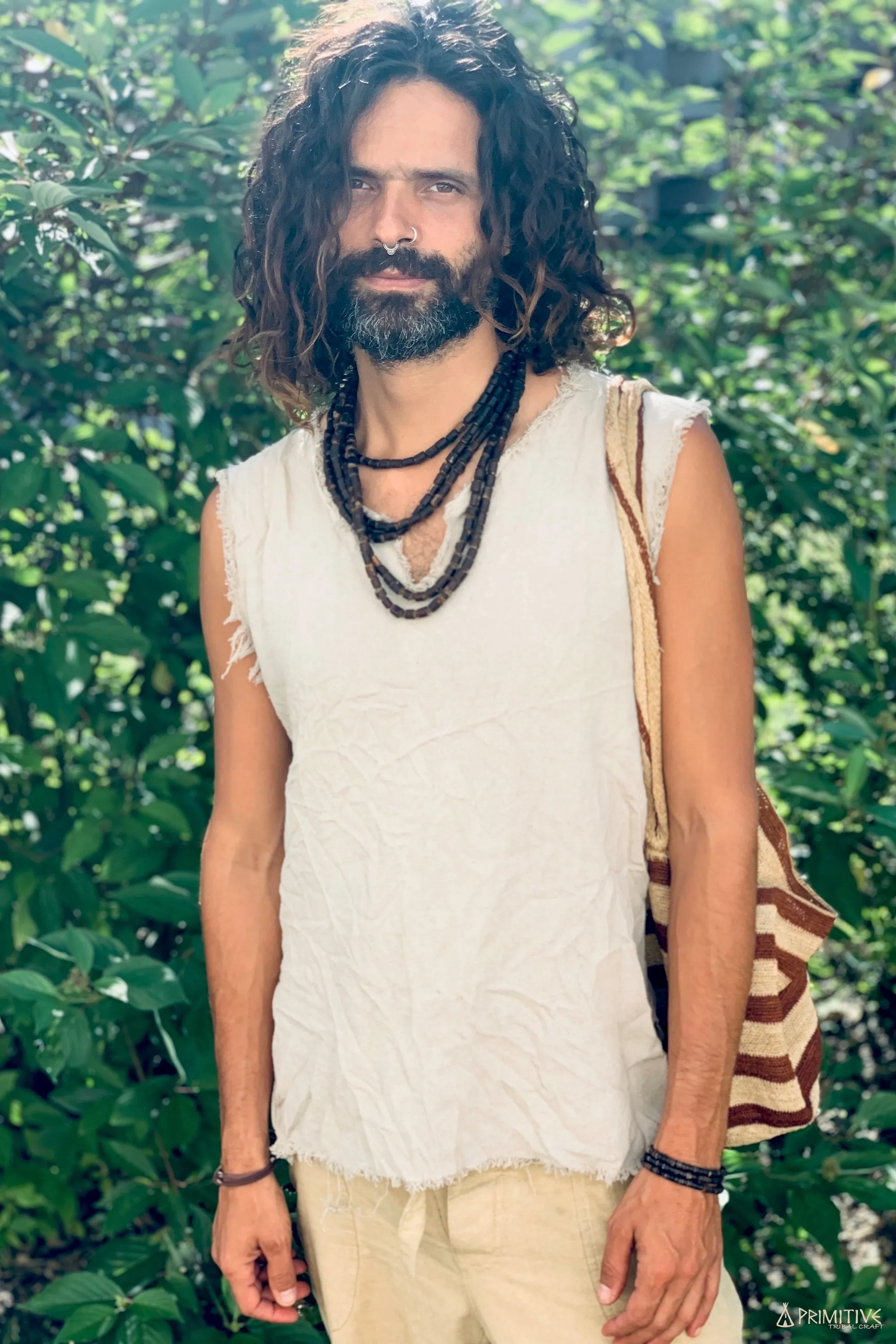 Earthy Frayed Sleeveless Shirt ⋙ Handwoven Raw Silk