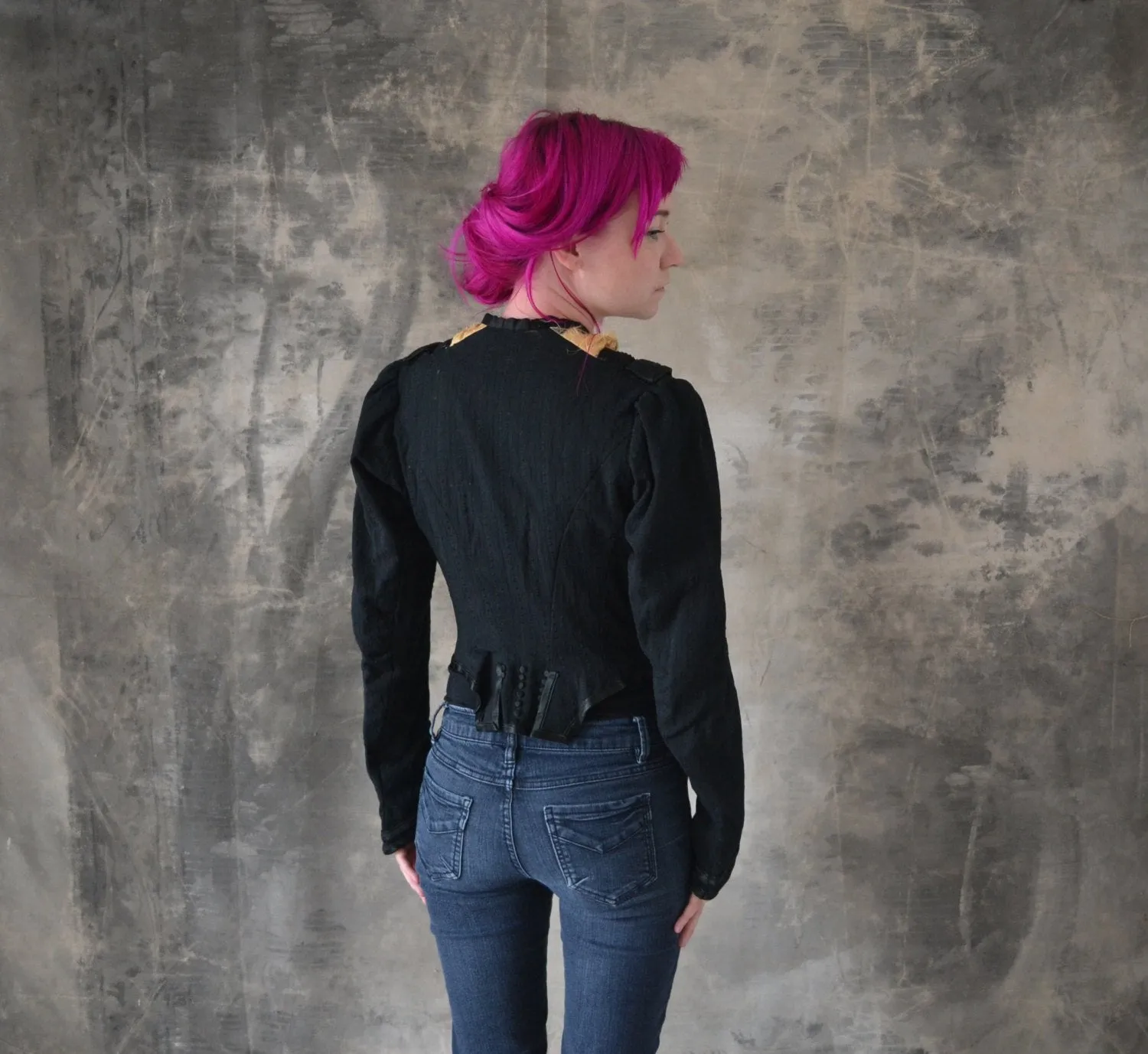 Edwardian Black and Cream Corset  Blouse