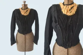 Edwardian Black and Cream Corset  Blouse