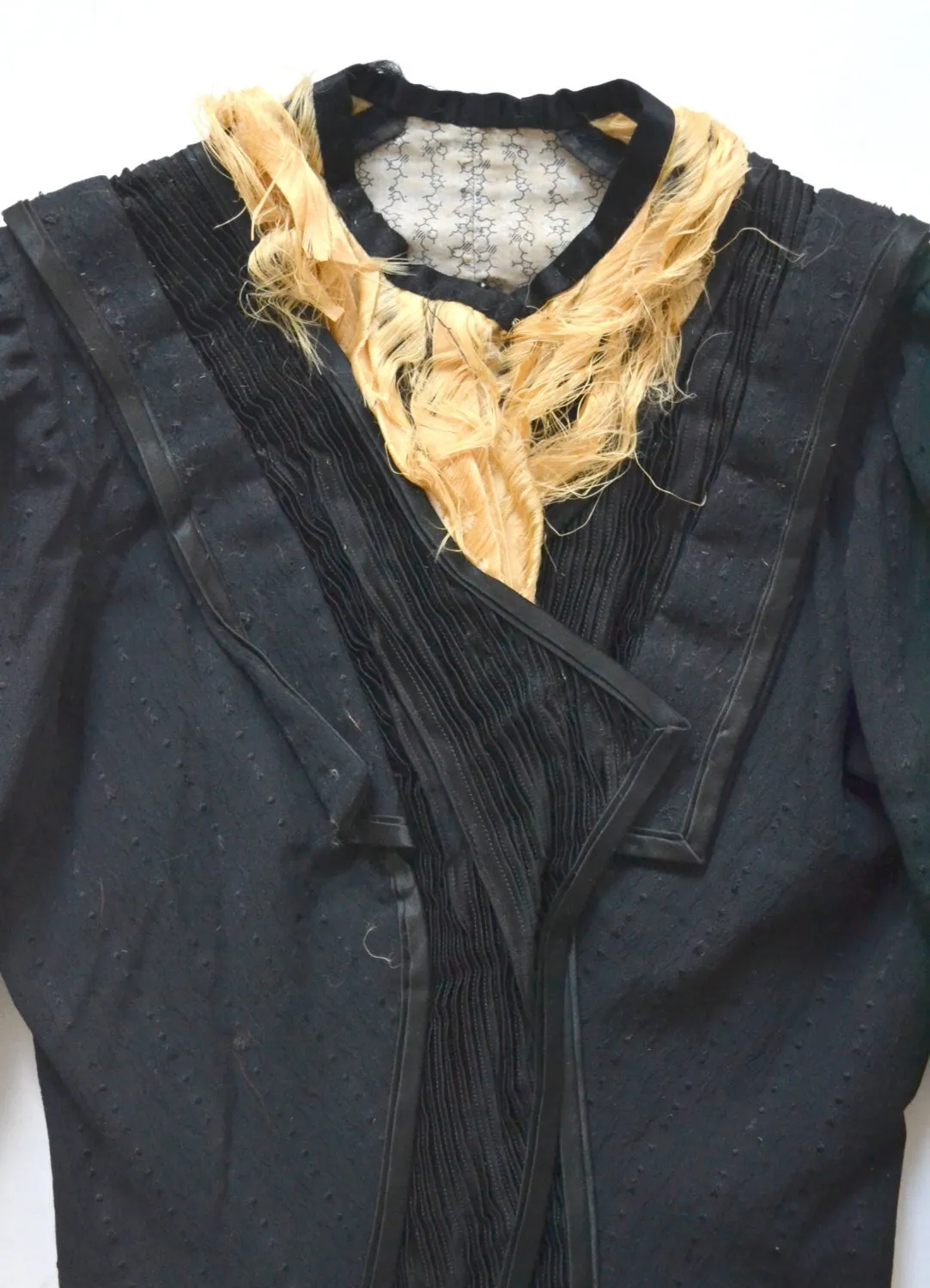 Edwardian Black and Cream Corset  Blouse