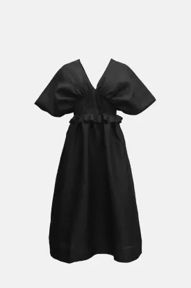 Elegant Solid Black Sleeveless Dress for Women