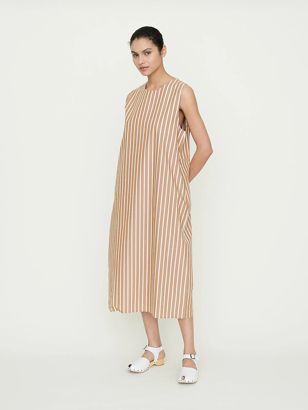 Emmer Dress in Brown Stripe