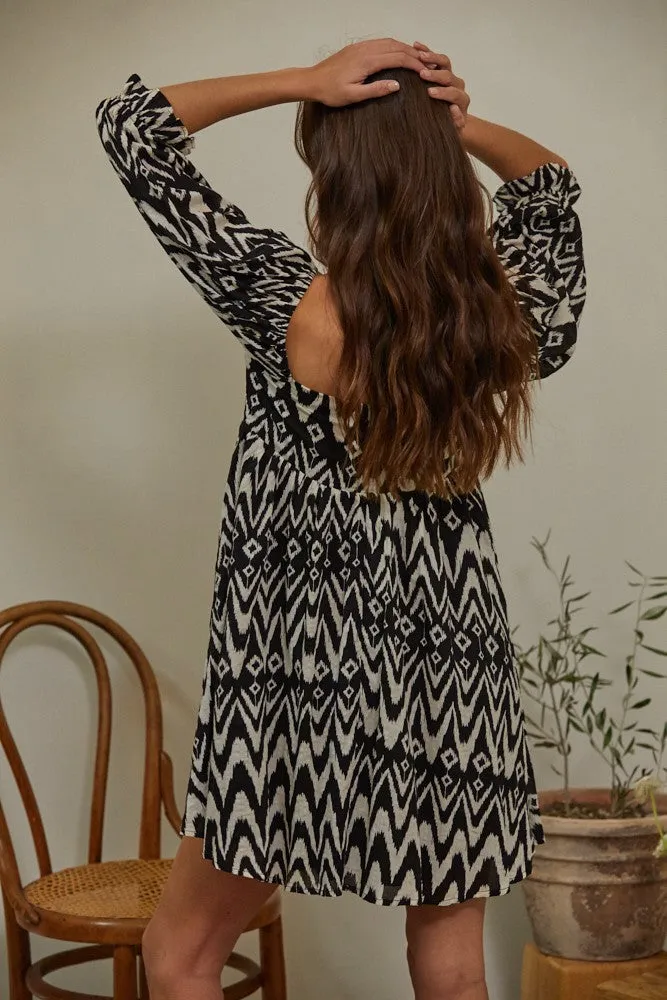 Evelynn Mini Dress | Ivory Black