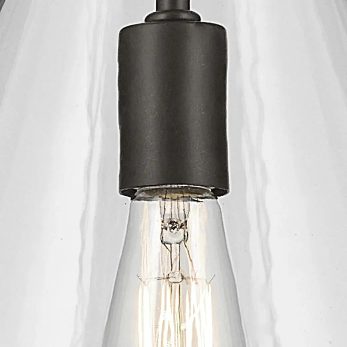 Everly 16" 1-Light Cone Pendant Light with Clear Glass, Olde Bronze Finish