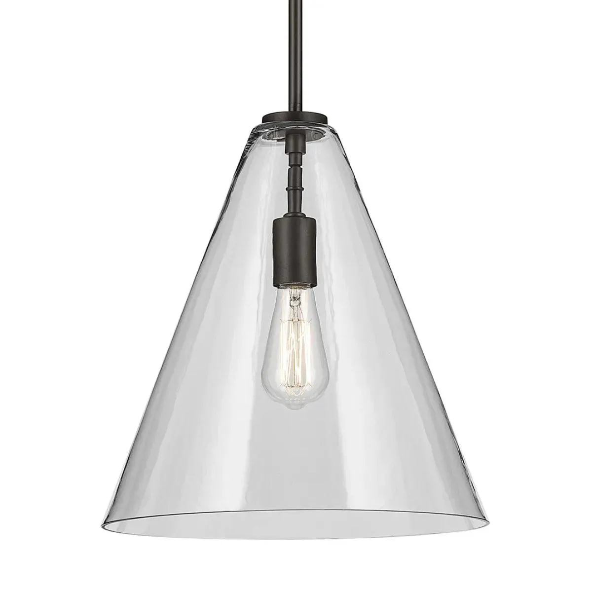 Everly 16" 1-Light Cone Pendant Light with Clear Glass, Olde Bronze Finish