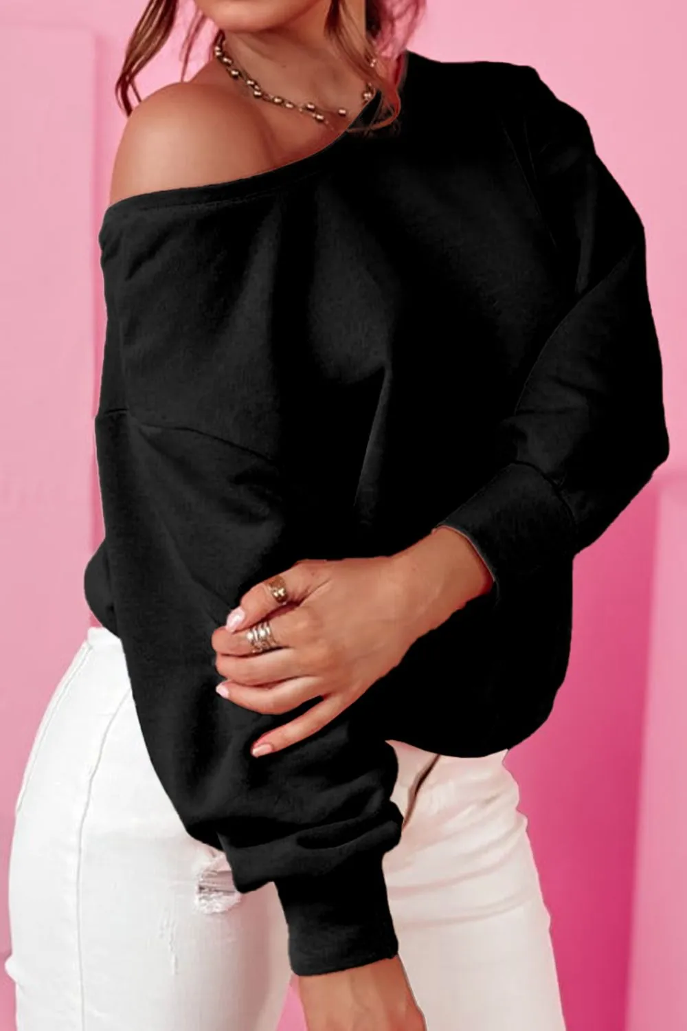 Explore More Collection - Bow Round Neck Long Sleeve Sweatshirt