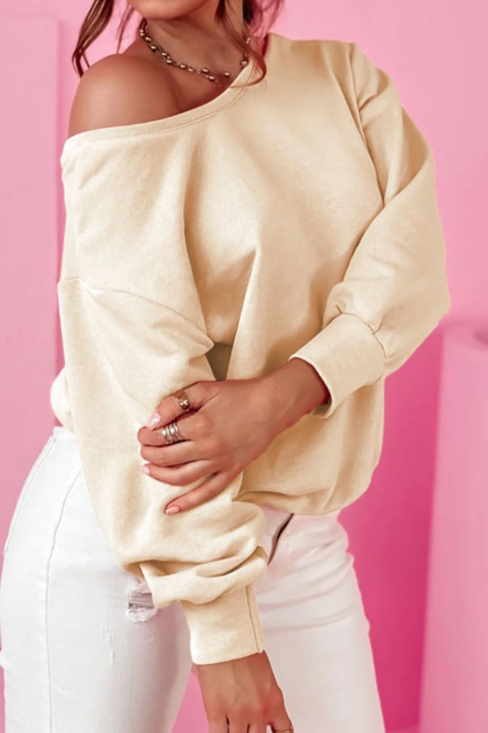 Explore More Collection - Bow Round Neck Long Sleeve Sweatshirt
